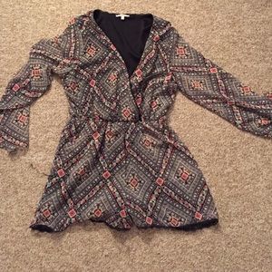 Patterned long sleeve romper