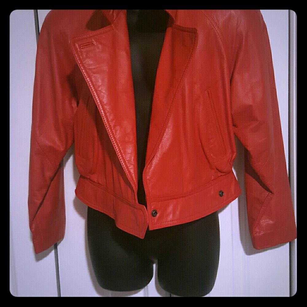 Red leather jacket