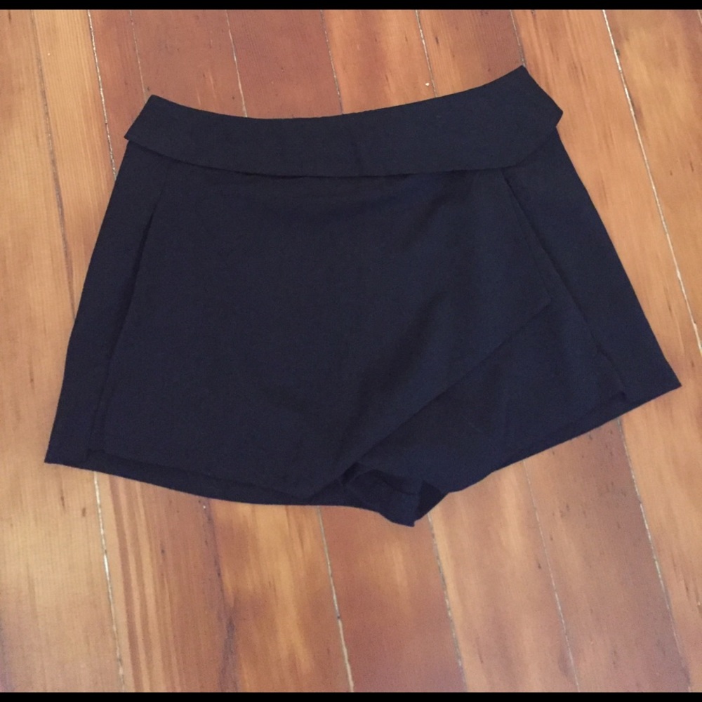 Black skort with asymmetrical front