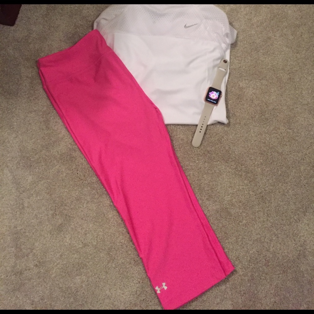 Under Armour fitted heat gear Capri tights M pink