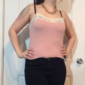 Dusty rose cami with lace