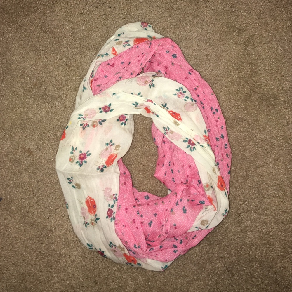 Pink floral infinity scarf