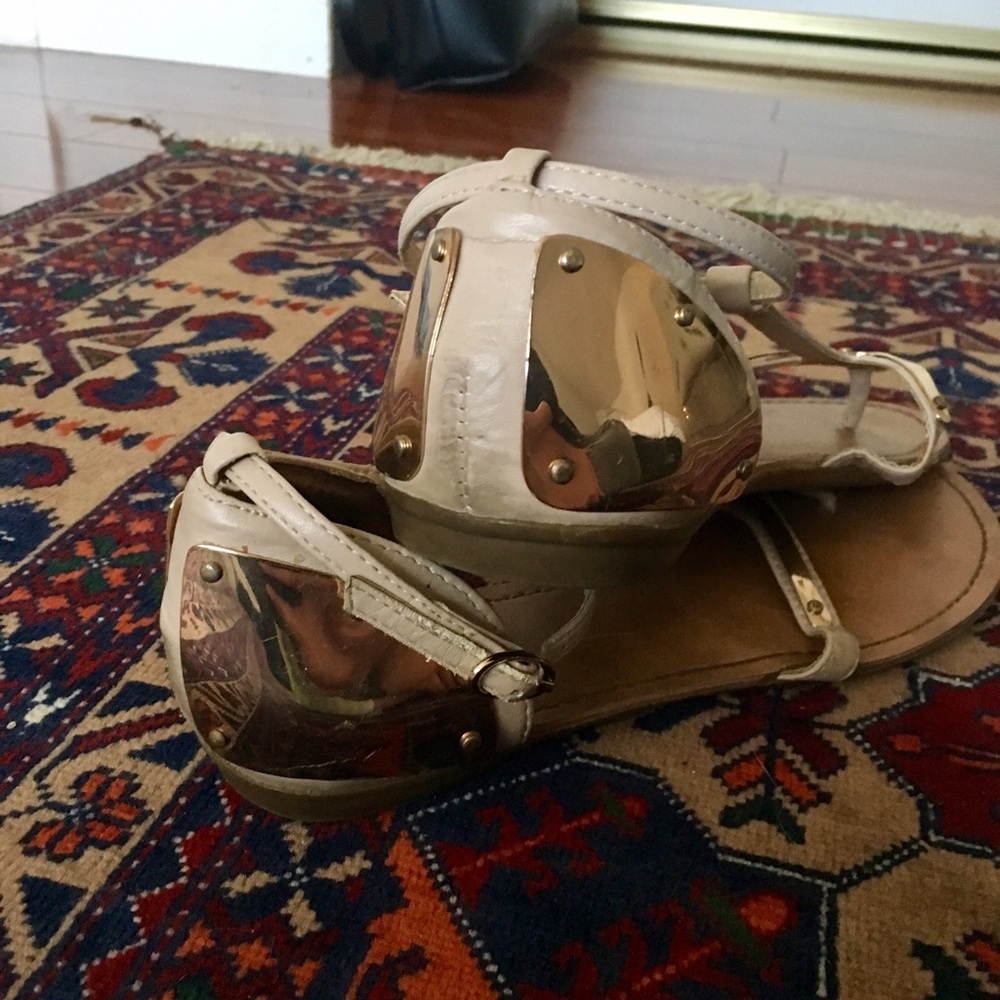 Nude Flat Sandal w/ Metal Detail