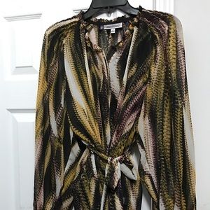 Jennifer Lopez Sheer Printed Chiffon Blouse