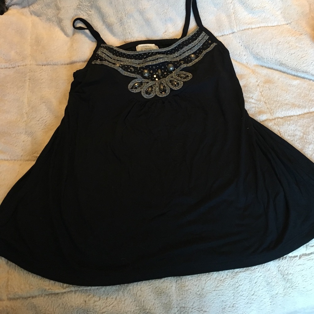 Beaded top with built in bra NWOT