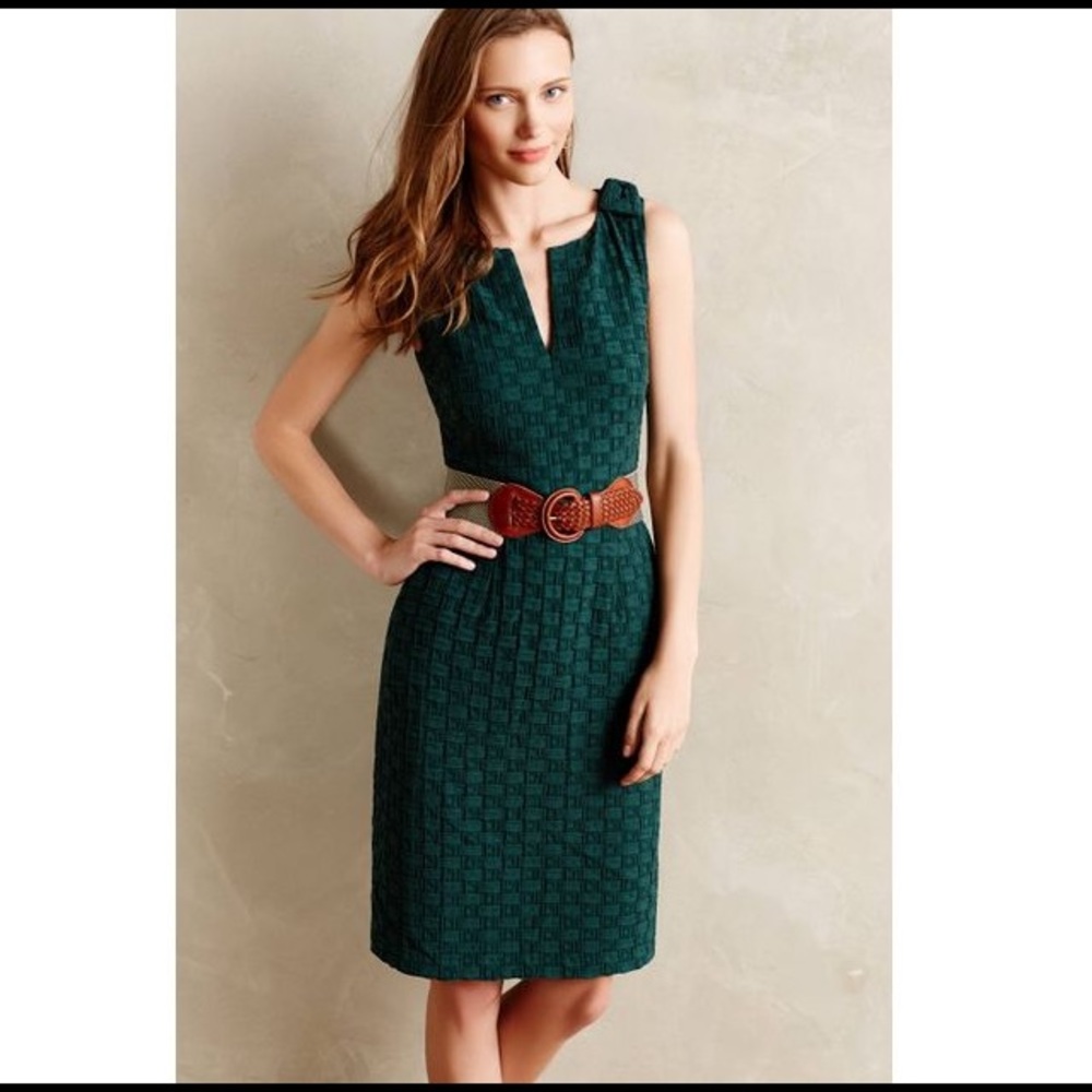 Anthropologie Tabitha Quilted Tema Dress Green