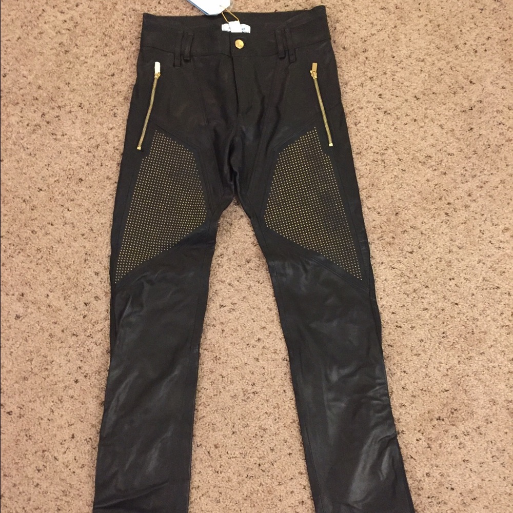 ❌SOLD❌ Versace H&M black leather stud pants NWT