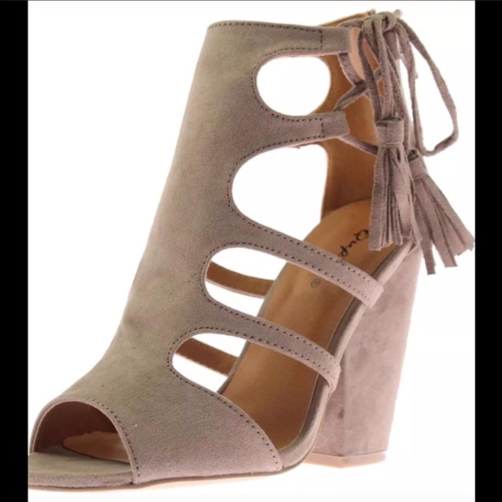 Women's Peep Toe Booties Taupe