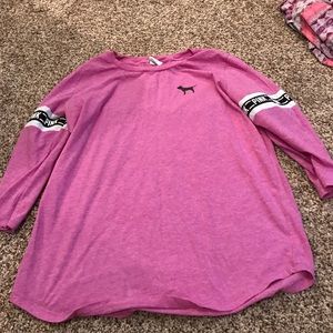 Purple PINK top, 3/4 sleeve, round hem