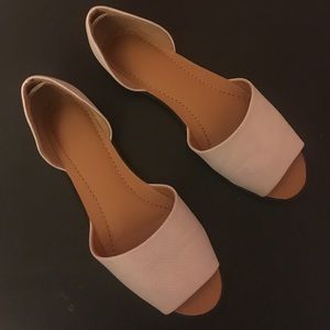 Pastel purple peep-toe flats