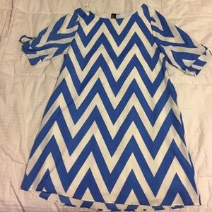 Blue and white chevron dress