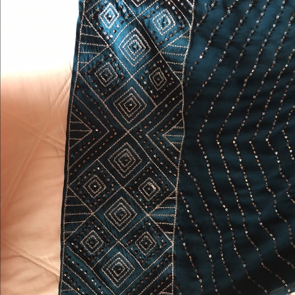 ❌🥂SOLD🥂❌Bebe Blue Silk Beaded Side-Zip Cami - Picture 8 of 8