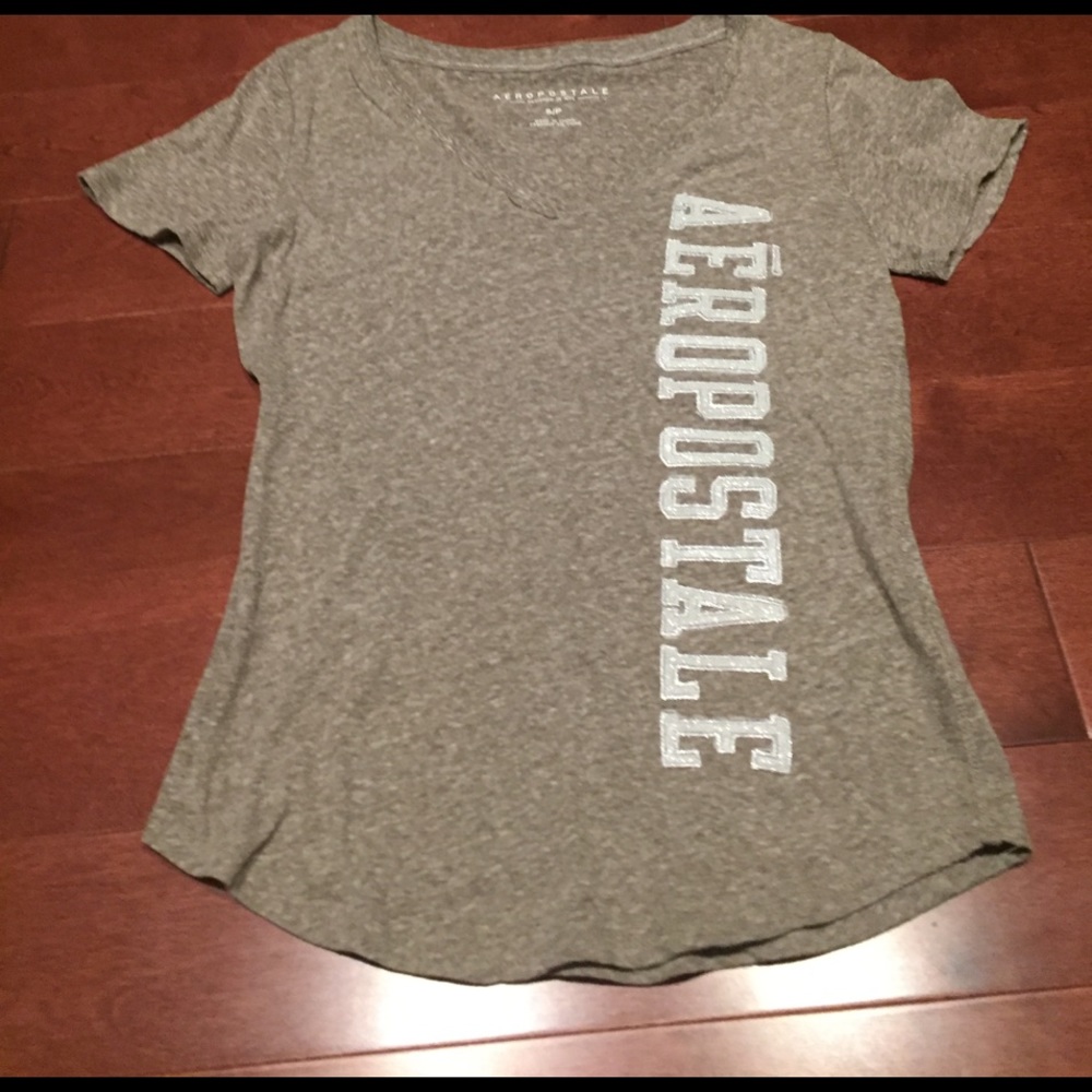 Pale Brown Aeropostale V-Neck Tshirt (Women Small)