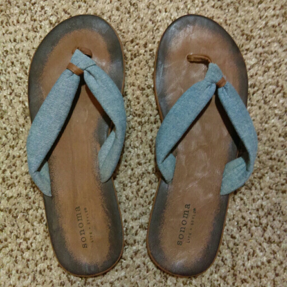 Women's "denim" flip flops