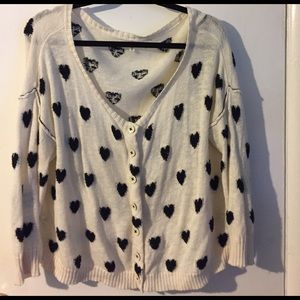 Anthropologie Heart Print Cardigan