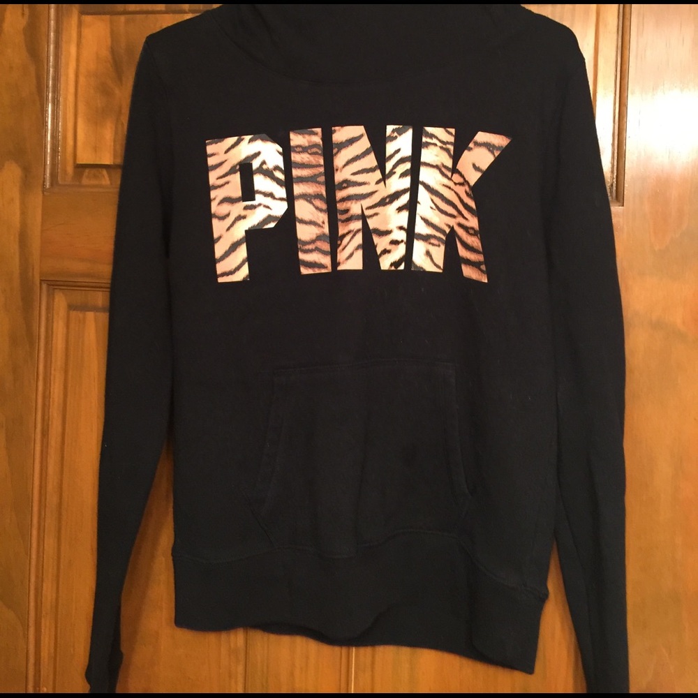 PINK cowl neck pull over hoodie