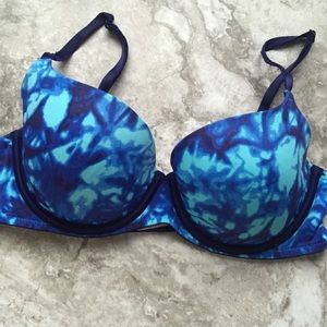 VS PINK Blue Tie-Dye 36B Lightly Lined Bra EUC