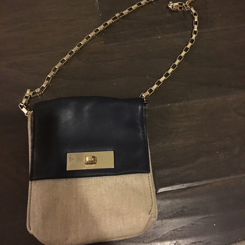 Kate Spade Linen and Navy Canvas Crossbody