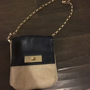 Kate Spade Linen and Navy Canvas Crossbody