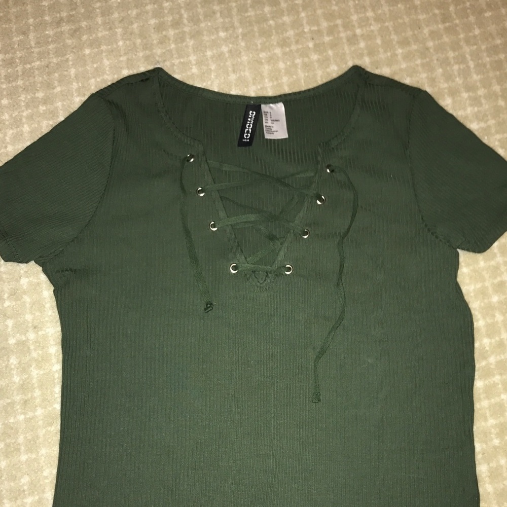 Green tie up tshirt