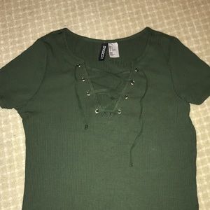 Green tie up tshirt