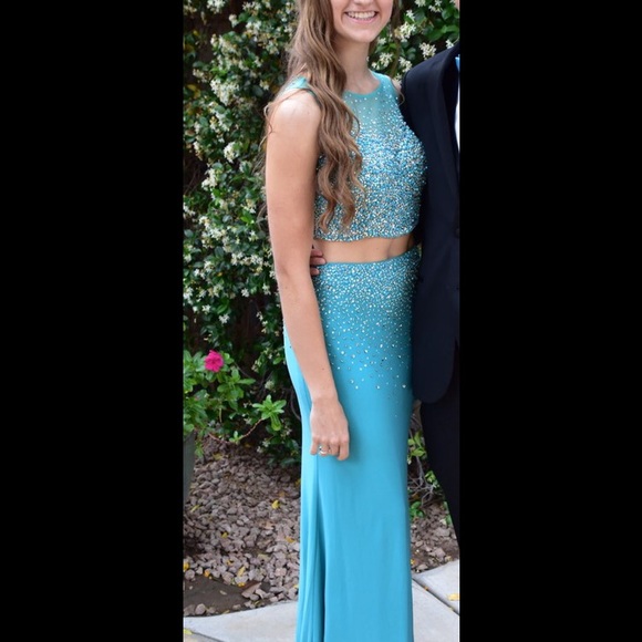 Turqoise two-piece prom dress size small Aspeed - Picture 4 of 4