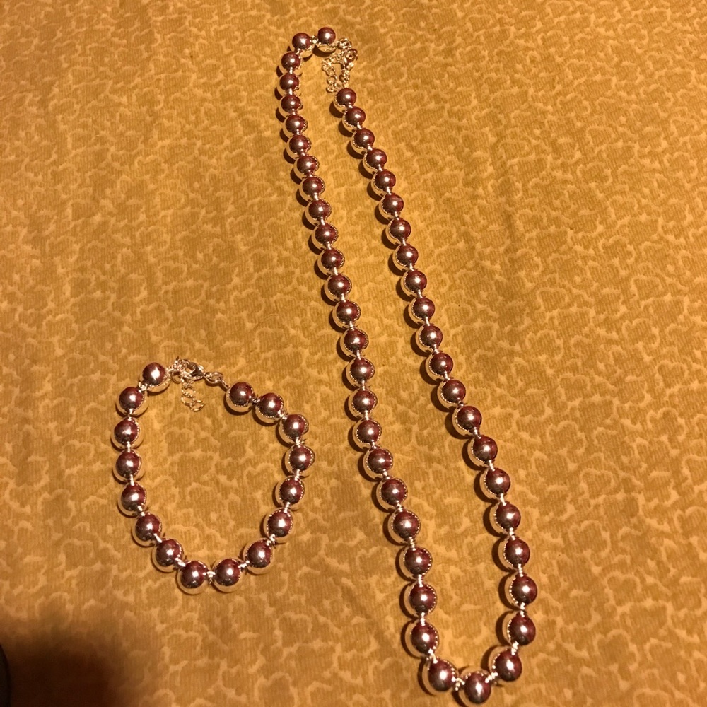 Set of Sterling Silver Necklace and Bracelet.