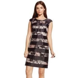 Vince Camuto floral, striped overlay sheath dress