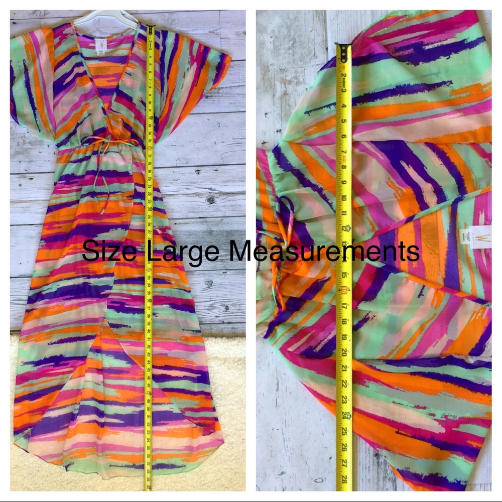 Pink Purple Abstract Print Kimono Maxi Dress 💋 - Picture 8 of 8