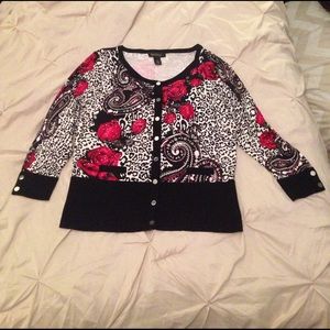 WHBM roses cardigan