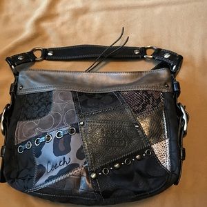 Coach Leather Handbag Carly patchwork