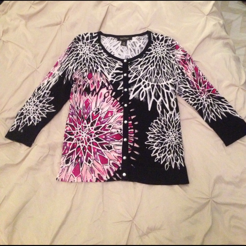 WHBM Pink & Black Cardigan