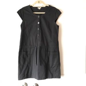 J Crew Charcoal Gray Cotton Waist Tie Button Dress