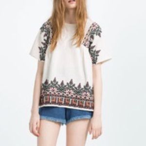 Zara embroidered blouse