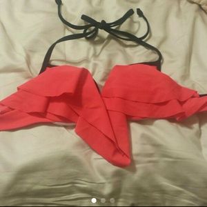 NWOT PINK Flounce Pushup XS Bikini ToP
