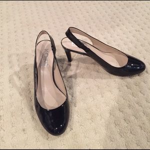 Michael Kors Black Patent sling pumps