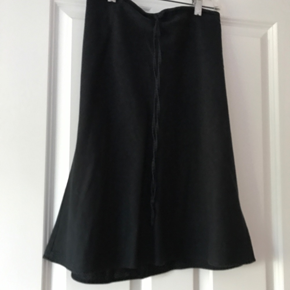 H&M Linen Blend Black Drawstring A-Line Skirt SZ 6