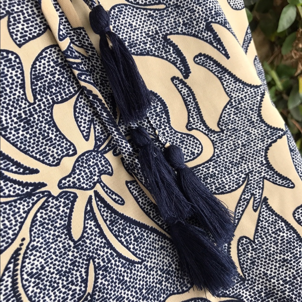 Navy & Cream Tassel Blouse - Picture 4 of 7