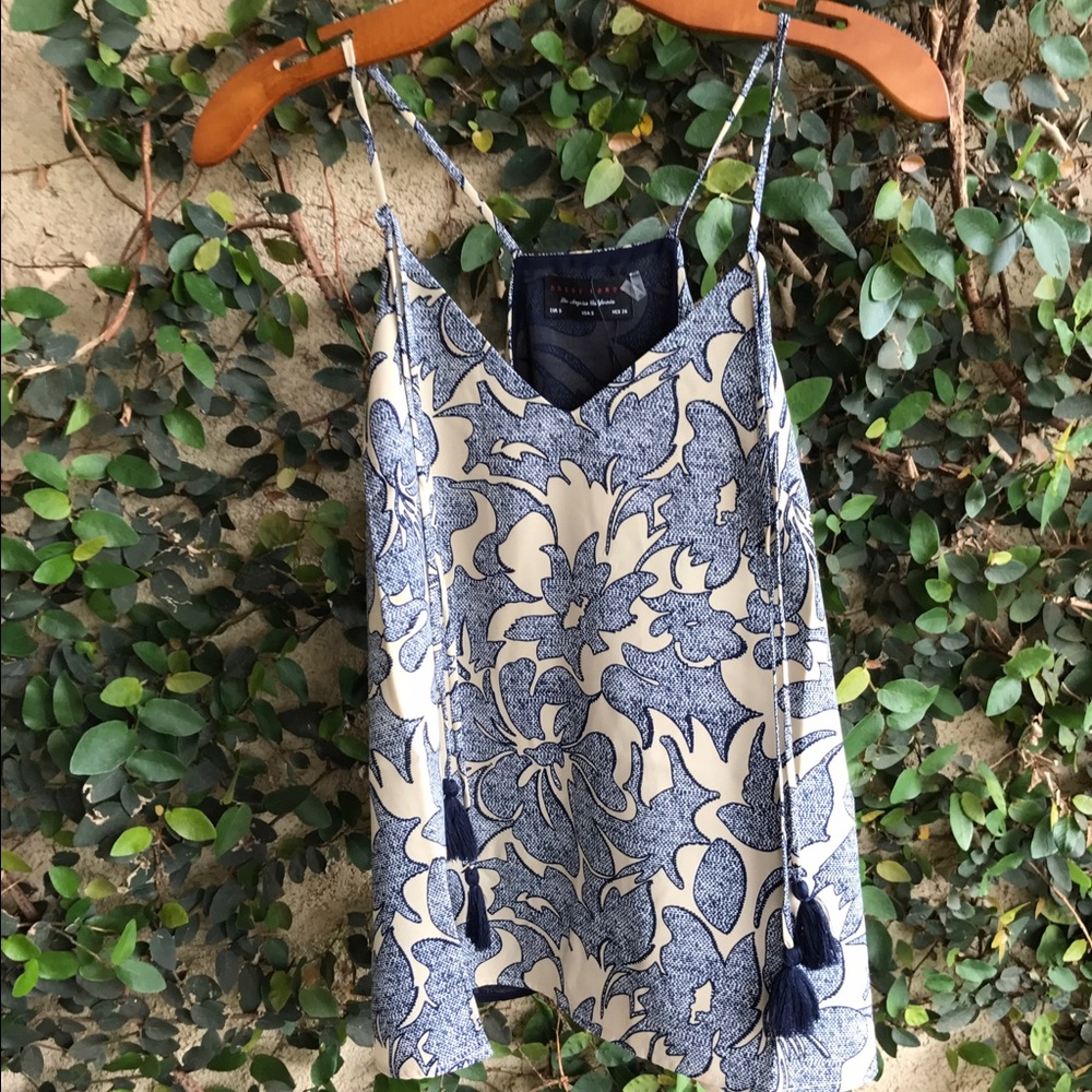 Navy & Cream Tassel Blouse - Picture 5 of 7