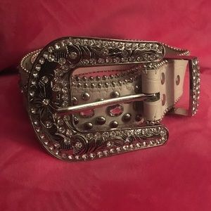 White Rhinestone Belt