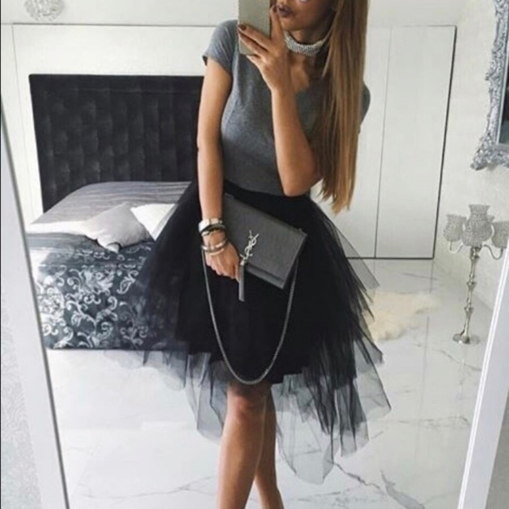 LAST ONE!!!!  BNWTBlack Tiered Mesh Skirt - Picture 2 of 7