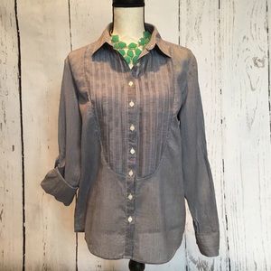 Banana Republic Navy & White Pinstripe Shirt Large