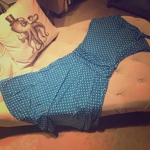 ModCloth Blue White Polka Dot Dress M