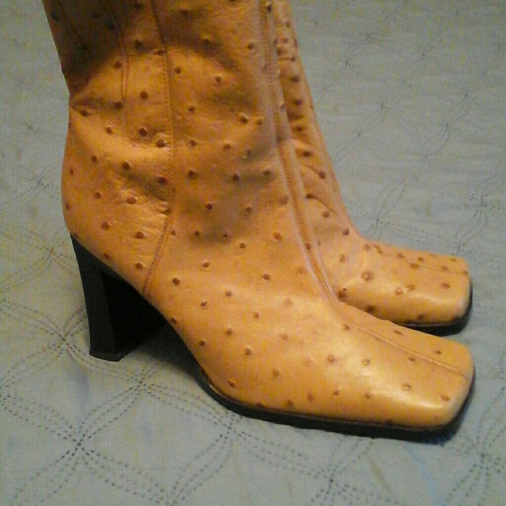 Beige Ostrich Boots