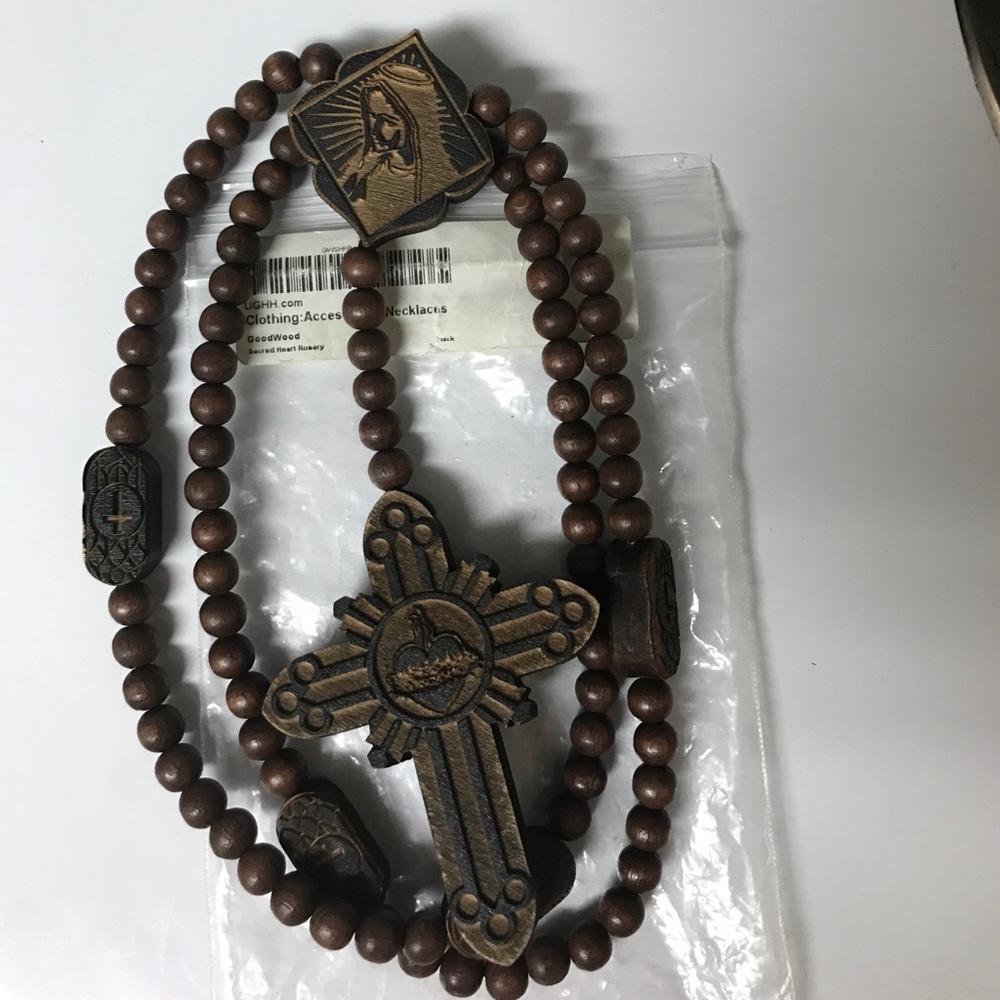 Goodwood NYC Virgin Mary Rosary Black Necklace