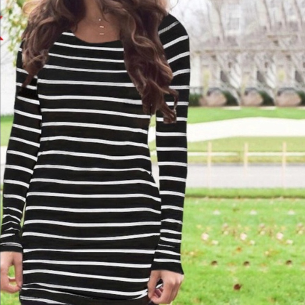 Black/ White Stripped Oversized Rayon Top