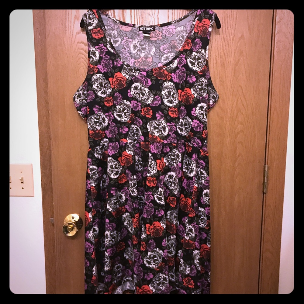 Skull & Roses Print Skater Dress