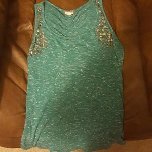 Blue & white studded cute summer tank! XL