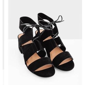 Tobi black suede open toe heeled sandals