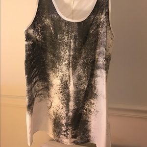Helmut Lang silk tank with black and white print.